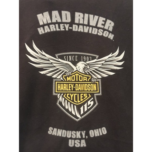 Vintage Harley Davidson Hoodie Black Mens XL Zip Mad River Sandusky OH Biker - Picture 10 of 12